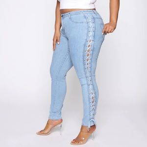 Lace up jeans